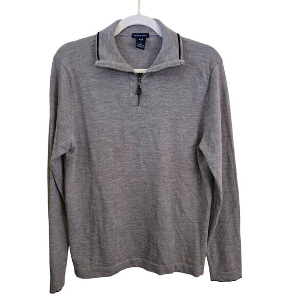 GAP Other - GAP Vintage 100% Merino Wool Gray 1/4 Zip Sweater Size M